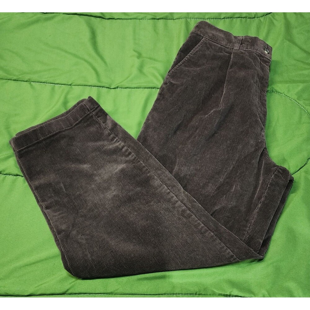 L.L. Bean Vintage Pleated Corduroy Women's Pants Brown Size 12 Petite
